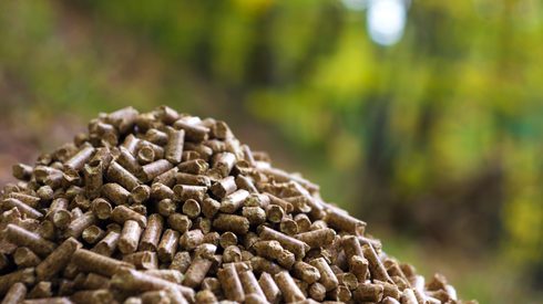 A stack of biomass energy pellets