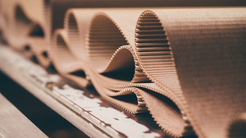 corrugated cardboard producing at a paper mill factory