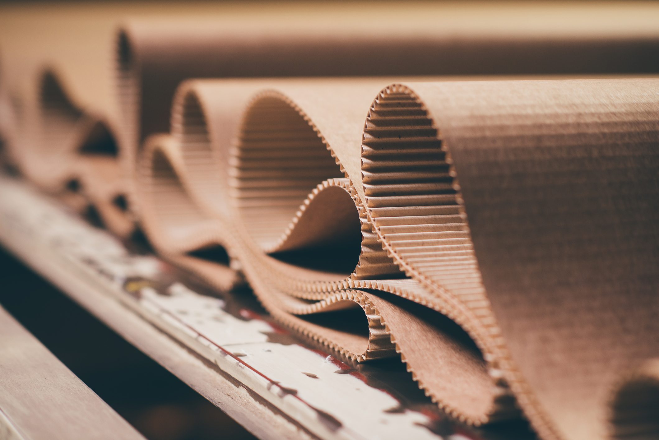 corrugated cardboard producing at a paper mill factory